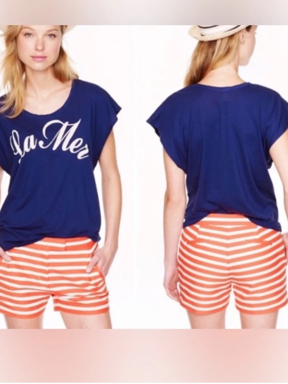 J. Crew Orange and White Striped Athletic Shorts